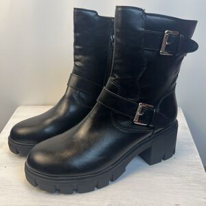 Sun + Stone “Lionell” Moto Booties – Women’s 10M – Black